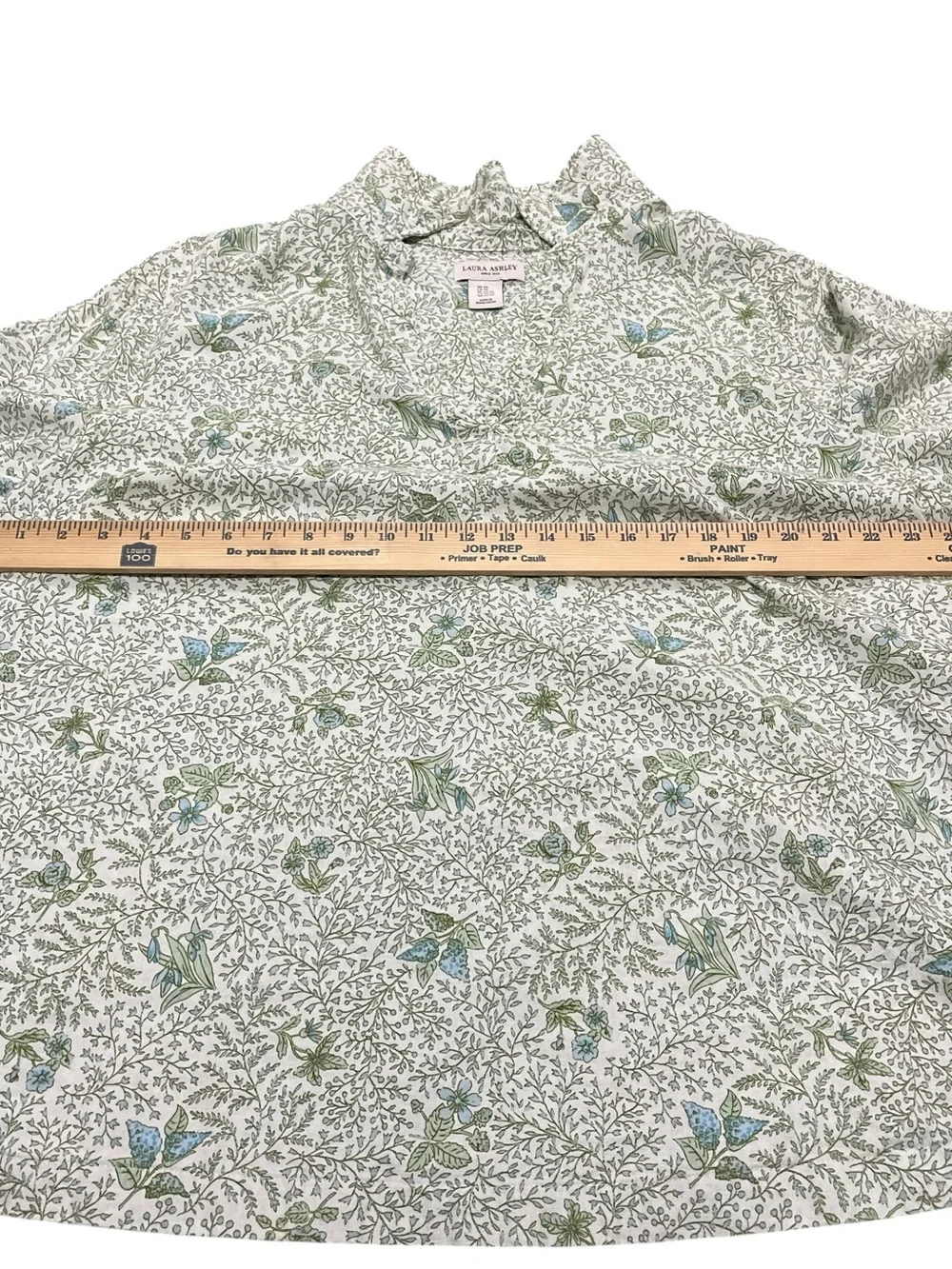 Laura Ashley Cottagecore Blue Green Floral Top 2X Romantic Prairie Blouse
